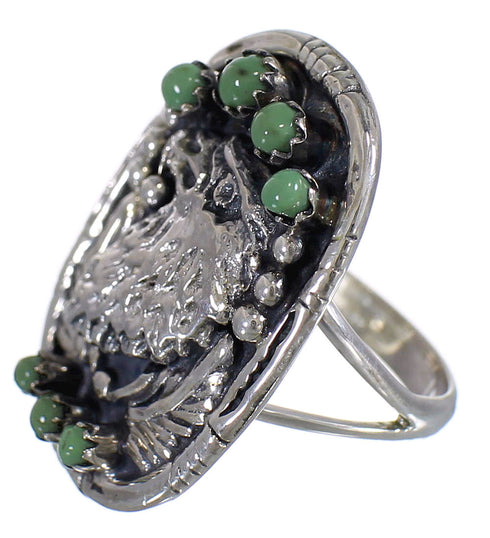Genuine Sterling Silver Turquoise Eagle Ring Size 4-1/4 RX80376